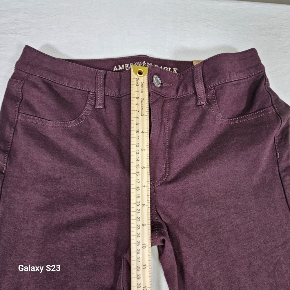 American Eagle NWT Womans Burgundy Jeggings Low Rise Size 12 - Picture 8 of 9